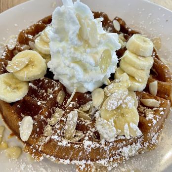 Crepeccino - Butter, almond, banana waffle - Breakfast & Brunch Near Me - Cibolo, Texas