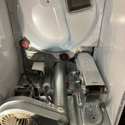 After the new parts were installed and he cleaned the whole inside of the dryer