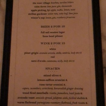 Via 13 - Happy hour menu (from 5-7p daily) - Italian Near Me - New York, New York