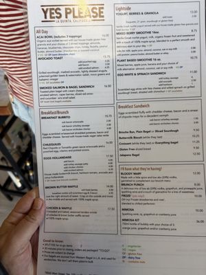 Menu photo 2 YES PLEASE La Quinta, CA Menu photo 2 YES PLEASE La Quinta, CA
