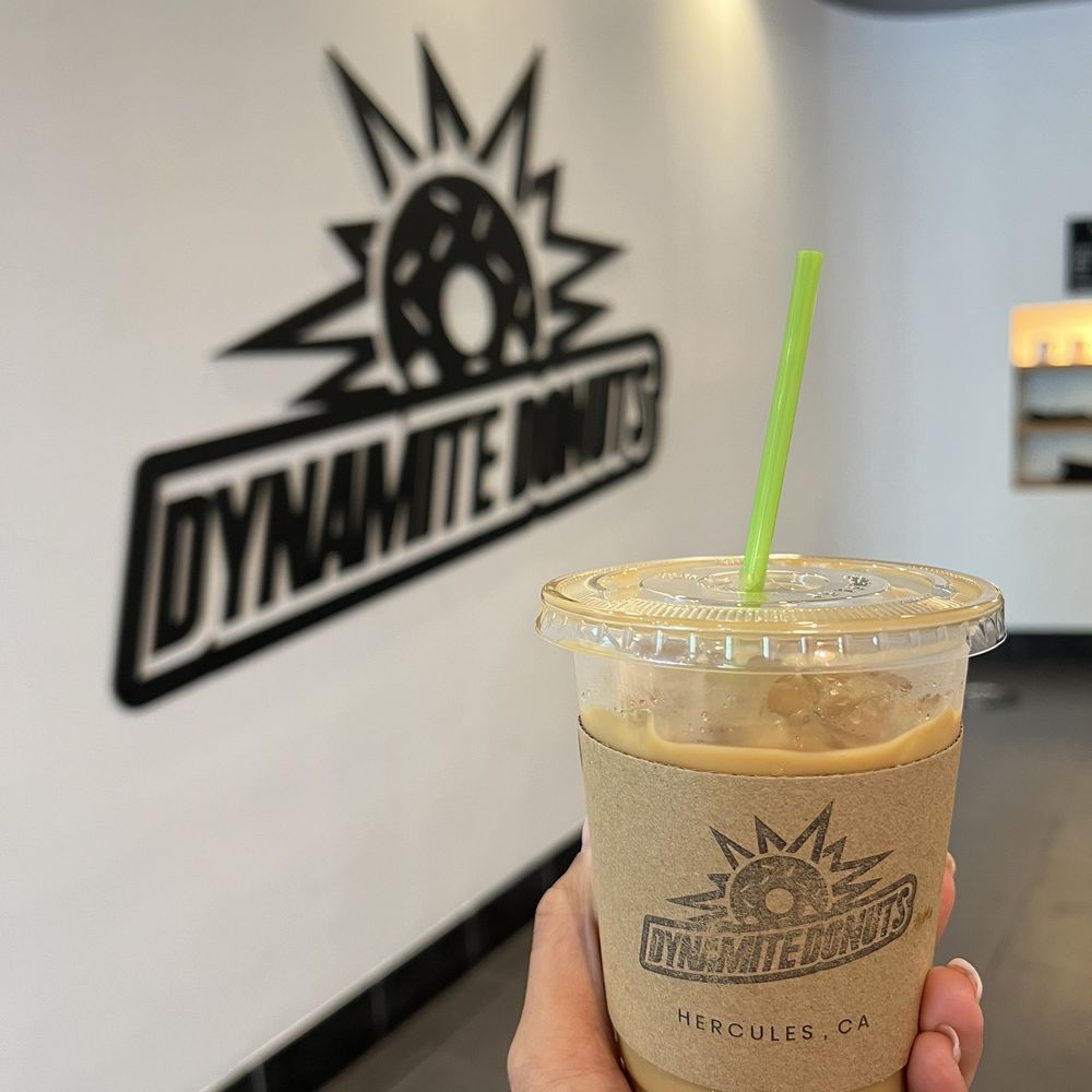 Dynamite Donuts - medium (16 oz) iced vanilla latte with almond milk, made just how i like it. - Donuts Near Me - Hercules, California Dynamite Donuts - medium (16 oz) iced vanilla latte with almond milk, made just how i like it. - Donuts Near Me - Hercules, California