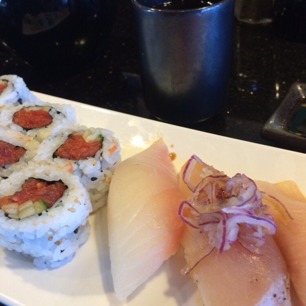 Arigato Sushi - Small Sushi Combination, served with salad and miso soup. Very fresh and tasty. - Sushi Bars Near Me - Salinas, California Arigato Sushi - Small Sushi Combination, served with salad and miso soup. Very fresh and tasty. - Sushi Bars Near Me - Salinas, California