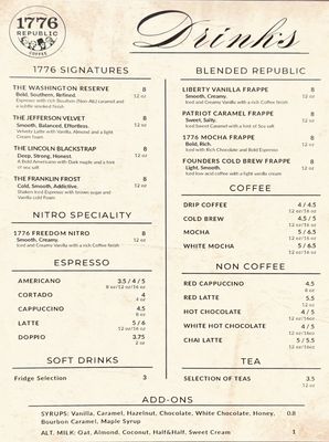 Menu photo 2 1776 Republic Coffee Rockwall, TX