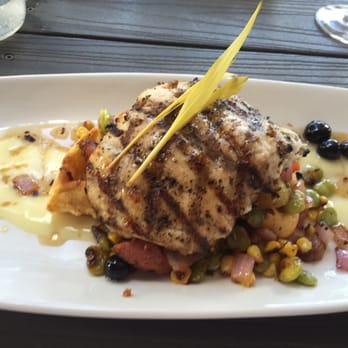 Crush XI - Yellowtail with cornbread waffle and blueberry succotash - New American Near Me - Melbourne, Florida