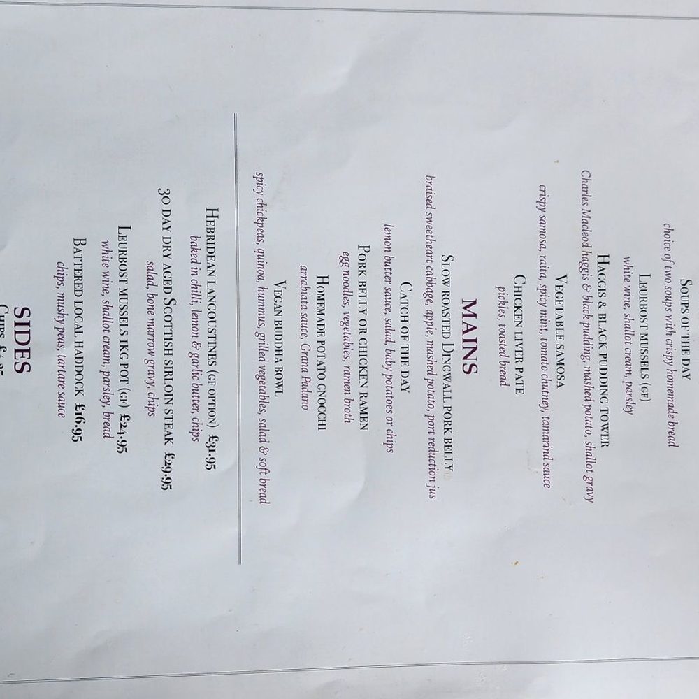Boatshed Restaurant - Menu - Bistros Near Me - Stornoway, ELS Boatshed Restaurant - Menu - Bistros Near Me - Stornoway, ELS