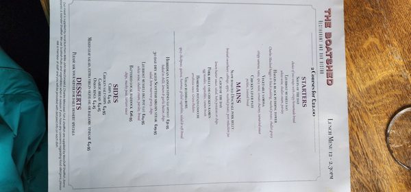 Menu photo 1 Boatshed Restaurant Stornoway, ELS Menu photo 1 Boatshed Restaurant Stornoway, ELS