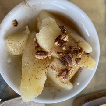 Pilora's Cafe - Maple glazed pears with pecans. - Breakfast & Brunch Near Me - Oshkosh, Wisconsin