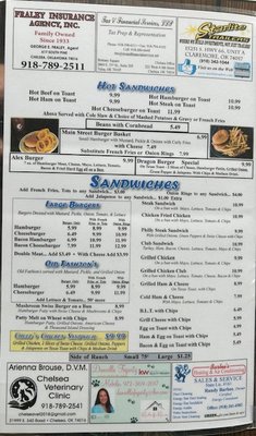Menu photo 2 Main Street Diner Chelsea, OK