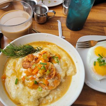 Toast Cafe - Coffee Shrimp grits  Sunny side up eggs Blueberry lemonade - Breakfast & Brunch Near Me - Philadelphia, Pennsylvania