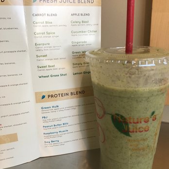 Nature's Juice - Green hulk- all fruit (no sherbet) sub soy protein (instead of whey) - Juice Bars & Smoothies Near Me - Fullerton, California Nature's Juice - Green hulk- all fruit (no sherbet) sub soy protein (instead of whey) - Juice Bars & Smoothies Near Me - Fullerton, California
