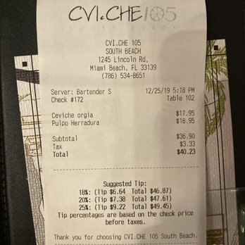 CVI.CHE 105 - My order, not a fan of the pulp - Seafood Near Me - Miami Beach, Florida