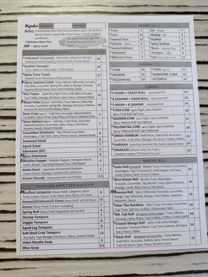 Menu photo 2 Kodo Sushi Sake Scottsdale, AZ Menu photo 2 Kodo Sushi Sake Scottsdale, AZ