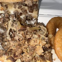 Italiano Pizzeria - Onion rings and steak & cheese