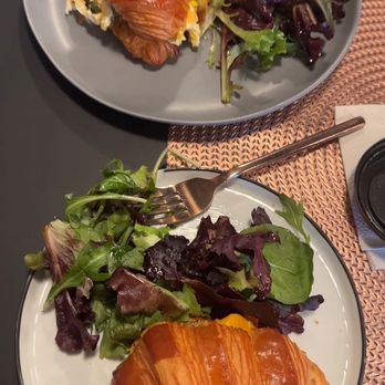 Koma Cafe - Croissant Egg & Cheese with Proscuitto (bottom) - Coffee & Tea Near Me - Takoma Park, Maryland