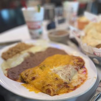 Superior Grill - a plate of enchiladas and a basket of chips - Tex-Mex Near Me - New Orleans, Louisiana
