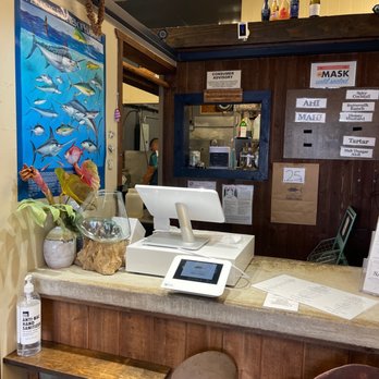 Mohala’s Bayfront Fish & Chips - Kitchen area. With 2 employees not wearing mask. - Fish & Chips Near Me - Hilo, Hawaii