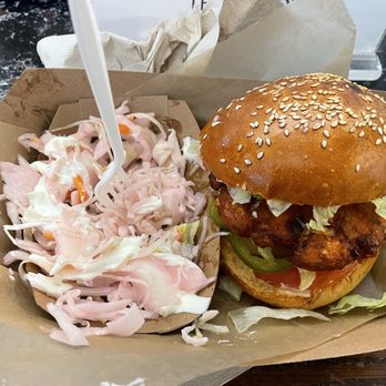 The District Fishwife - Shrimp burger with lime crema slaw - Seafood Near Me - Washington, DC, District of Columbia The District Fishwife - Shrimp burger with lime crema slaw - Seafood Near Me - Washington, DC, District of Columbia