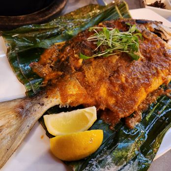 Phat Eatery - Ikan Bakar (Pomfret Grilled in Banana Leaf) - Malaysian Near Me - Katy, Texas