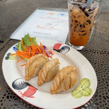 Mee Sen Thai Eatery - curry puff // thai iced tea with grass jelly - Thai Near Me - Portland, Oregon Mee Sen Thai Eatery - curry puff // thai iced tea with grass jelly - Thai Near Me - Portland, Oregon