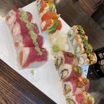 Blue Sushi Sake Grill - Alaska Roll, Lion King, Pretty in Pink, Godzilla Bomb...look very pretty but wouldn't recommend getting any they tasted very bland - Sushi Bars Near Me - Denver, Colorado Blue Sushi Sake Grill - Alaska Roll, Lion King, Pretty in Pink, Godzilla Bomb...look very pretty but wouldn't recommend getting any they tasted very bland - Sushi Bars Near Me - Denver, Colorado