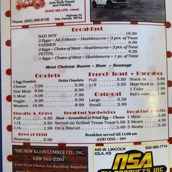 Tina's Place - the menu for the restaurant - American Near Me - Iola, Kansas Tina's Place - the menu for the restaurant - American Near Me - Iola, Kansas