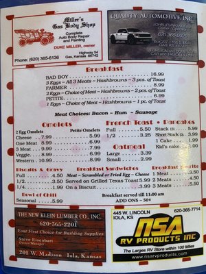 Menu photo 2 Tina's Place Iola, KS Menu photo 2 Tina's Place Iola, KS