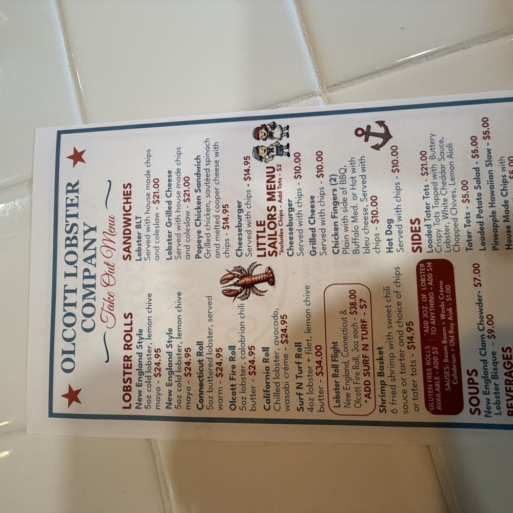 Olcott Lobster - Menu - Sandwiches Near Me - Olcott, New York