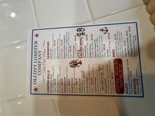 Menu photo 2 Olcott Lobster Burt, NY
