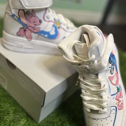 Sneaker Doodle - Stitch and Angel looking good with Aloha flowers