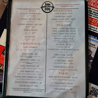 Menu photo 2 Alma Smokehouse BBQ Ennis, TX