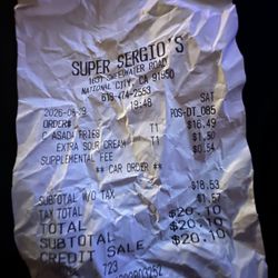 Super Sergio's - The receipt carne asada fries