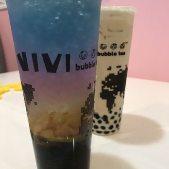 Vivi Bubble Tea - Blue a Galaxy with boba and aloe & the honeydew (no sugar) with boba - Bubble Tea Near Me - Baton Rouge, Louisiana Vivi Bubble Tea - Blue a Galaxy with boba and aloe & the honeydew (no sugar) with boba - Bubble Tea Near Me - Baton Rouge, Louisiana