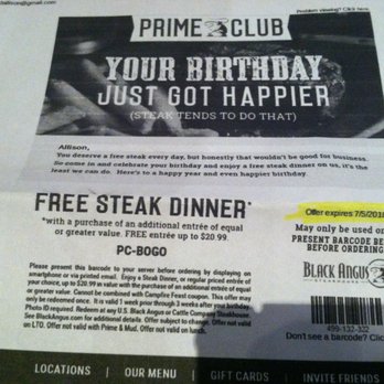 Black Angus Steakhouse - Best Birthday deal around! Yum! Thank you! - Steakhouses Near Me - Burbank, California Black Angus Steakhouse - Best Birthday deal around! Yum! Thank you! - Steakhouses Near Me - Burbank, California