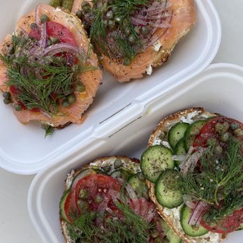 Courage Bagels - run it through the garden and smoked salmon - Bagels Near Me - Los Angeles, California