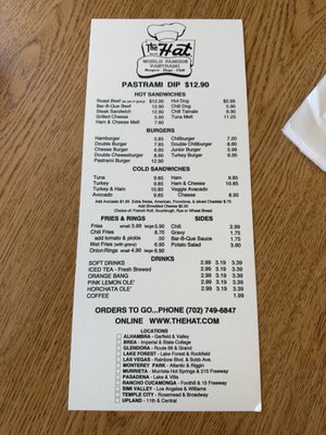 Menu photo 6 The Hat Las Vegas, NV Menu photo 6 The Hat Las Vegas, NV