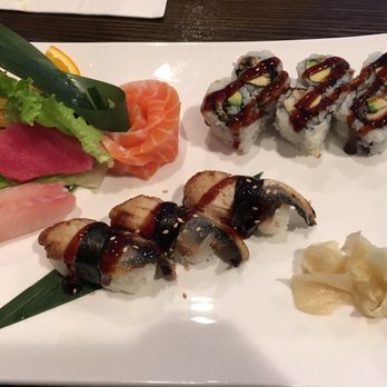 Mr Sushi - Red snapper, tuna, and salmon sashimi. Eel sushi over rice and an eel avocado roll. - Sushi Bars Near Me - Cherry Hill, New Jersey