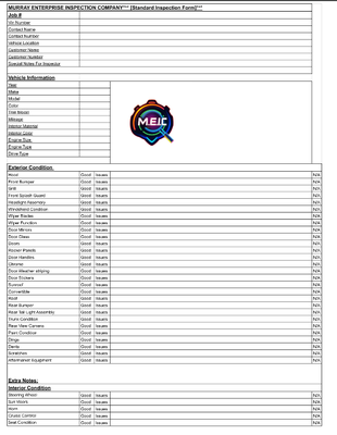 Our Inspection Sheets! - From a daily commuter, an exotic, a classic, a vintage ride, an adventure vehicle, or even powersports, your vehicle should always perform at its best. With extensive experience in both personal and professional automotive work—ranging from high-performance machines to everyday drivers—we've honed our expertise in mechanical inspections and diagnostics. Drawing from our background in top inspection companies, hands-on shop work, and our own vehicles, we've built this new company to deliver the thorough, reliable inspections you can trust—whether a mechanic, or a race car driver, We Definitely Understand the Importance And demands for your vehicle.
At Murray Enterprise Inspection Company, we understand how every vehicle should perform—Our thorough, detail-oriented inspections ensure your vehicle is 100% ready to go, giving you confidence On The Road Ahead!! Our Inspection Sheets! - From a daily commuter, an exotic, a classic, a vintage ride, an adventure vehicle, or even powersports, your vehicle should always perform at its best. With extensive experience in both personal and professional automotive work—ranging from high-performance machines to everyday drivers—we've honed our expertise in mechanical inspections and diagnostics. Drawing from our background in top inspection companies, hands-on shop work, and our own vehicles, we've built this new company to deliver the thorough, reliable inspections you can trust—whether a mechanic, or a race car driver, We Definitely Understand the Importance And demands for your vehicle.
At Murray Enterprise Inspection Company, we understand how every vehicle should perform—Our thorough, detail-oriented inspections ensure your vehicle is 100% ready to go, giving you confidence On The Road Ahead!!