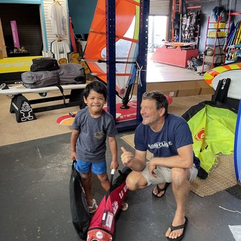 Kanaha Kai - Owner Jeffrey Henderson with young new customer! - Kiteboarding Near Me - Kahului, Hawaii Kanaha Kai - Owner Jeffrey Henderson with young new customer! - Kiteboarding Near Me - Kahului, Hawaii