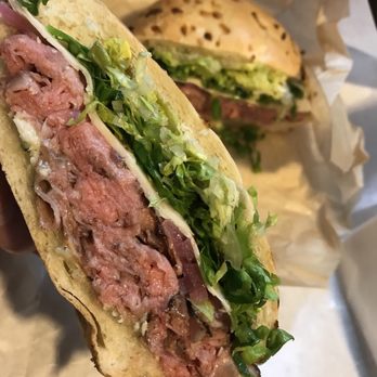Contimo Provisions - Wood-fired roast beef with horseradish aioli, pickled onions, provolone cheese and shredded lettuce. - Coffee & Tea Near Me - Napa, California