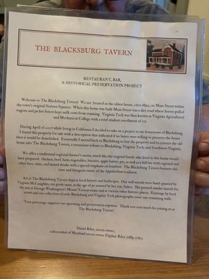 Menu photo 1 The Blacksburg Tavern Blacksburg, VA