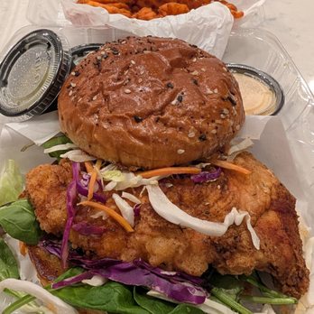 Satellite ATX Restaurant & Bar - Reaper's Revenge Chicken Sandwich - New American Near Me - Austin, Texas Satellite ATX Restaurant & Bar - Reaper's Revenge Chicken Sandwich - New American Near Me - Austin, Texas
