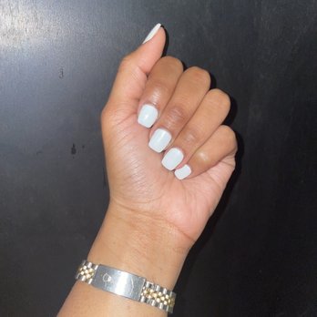 Crystal Nails And Spa - Acrylic layer on natural nails w/ white gel polish - Nail Salons Near Me - Hialeah, Florida