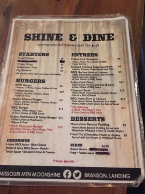 Menu photo 7 Smith Creek Moonshine Branson, MO Menu photo 7 Smith Creek Moonshine Branson, MO