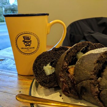 Mr. Mustache Tea & Dessert - Chocolate mochi bread and hot chocolate. - Bubble Tea Near Me - Burnaby, British Columbia