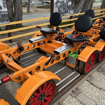 Handcar Tours - Two sitting electric hand cart - Historical Tours Near Me - Marina, California