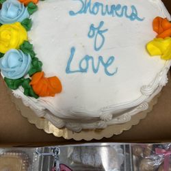 Jacquette's Bakery - Supposed to be a two tier cake for a bridal shower... paid $75 dollars for this?!! The writing is poor at best