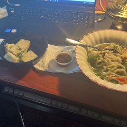 Age Dashi Tofu and R7. Seafood Ramen - I substituted udon