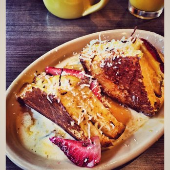 Snooze, an A.M. Eatery - Breakfast frenchtoast strawberry caramel OMG! Worth it - Breakfast & Brunch Near Me - Addison, Texas
