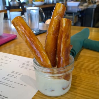 Odd Duck - Soft Pretzel with Mustard Bechamel - American Near Me - Austin, Texas Odd Duck - Soft Pretzel with Mustard Bechamel - American Near Me - Austin, Texas