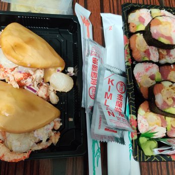 7Friday Sushi - Sea Trio Bao/ Rainbow Inside Out Roll - Sushi Bars Near Me - Cypress, Texas 7Friday Sushi - Sea Trio Bao/ Rainbow Inside Out Roll - Sushi Bars Near Me - Cypress, Texas